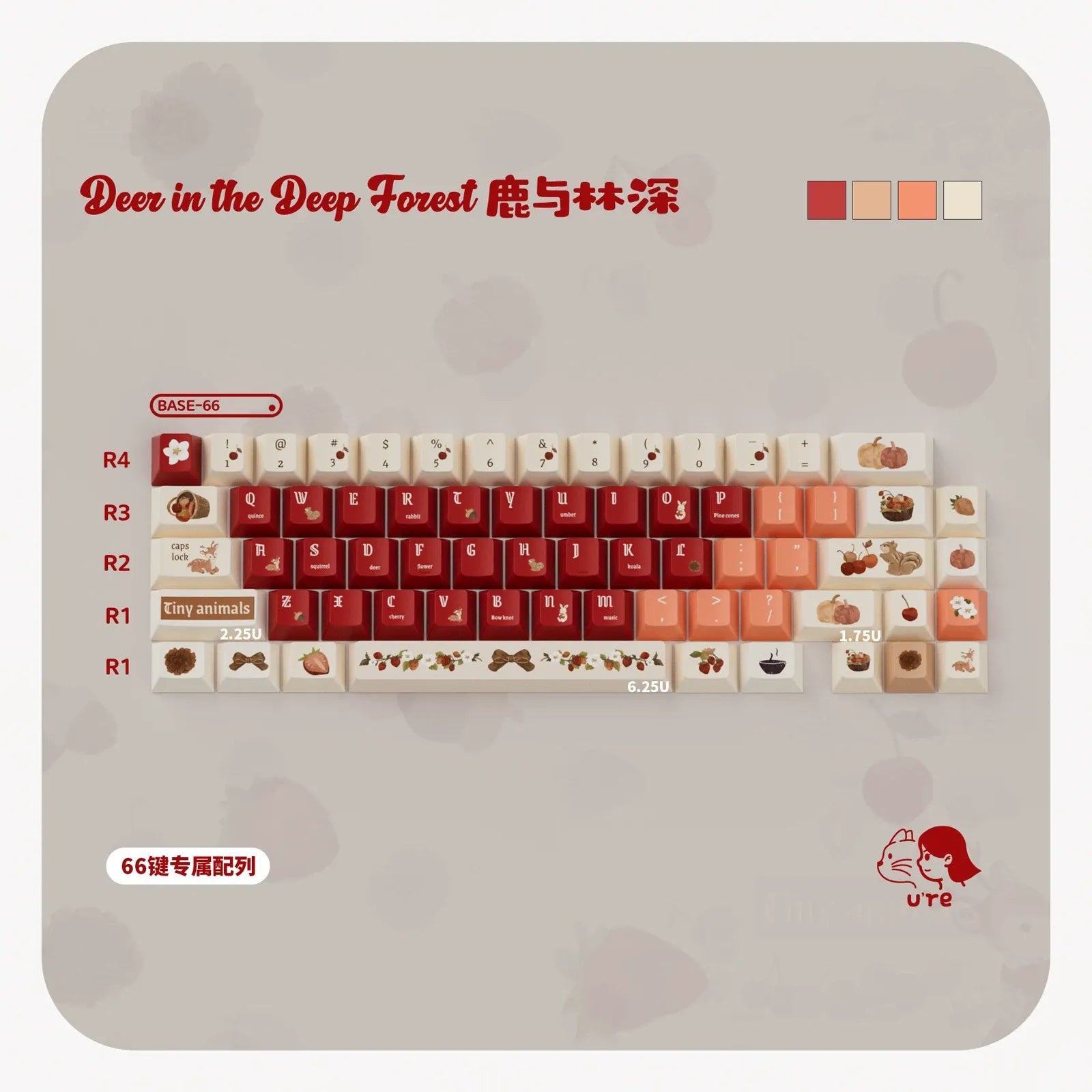 Deer in the Deep Forest Theme Keycap Set