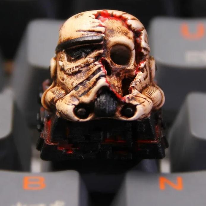 Battle-Damaged Skull Resin Artisan Keycap