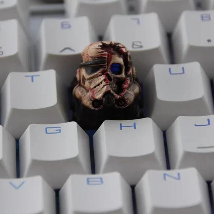 Battle-Damaged Skull Resin Artisan Keycap
