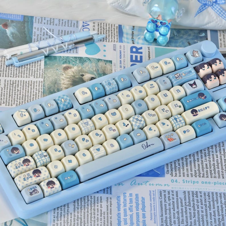 Blue Artisan Chibi Style Anime Keycap Set