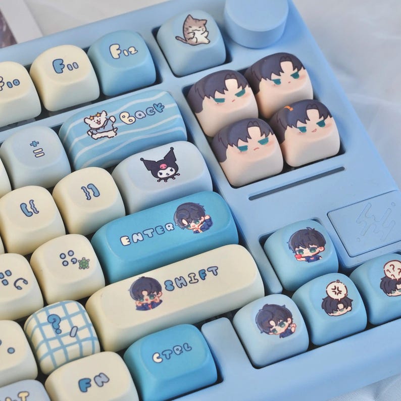 Blue Artisan Chibi Style Anime Keycap Set