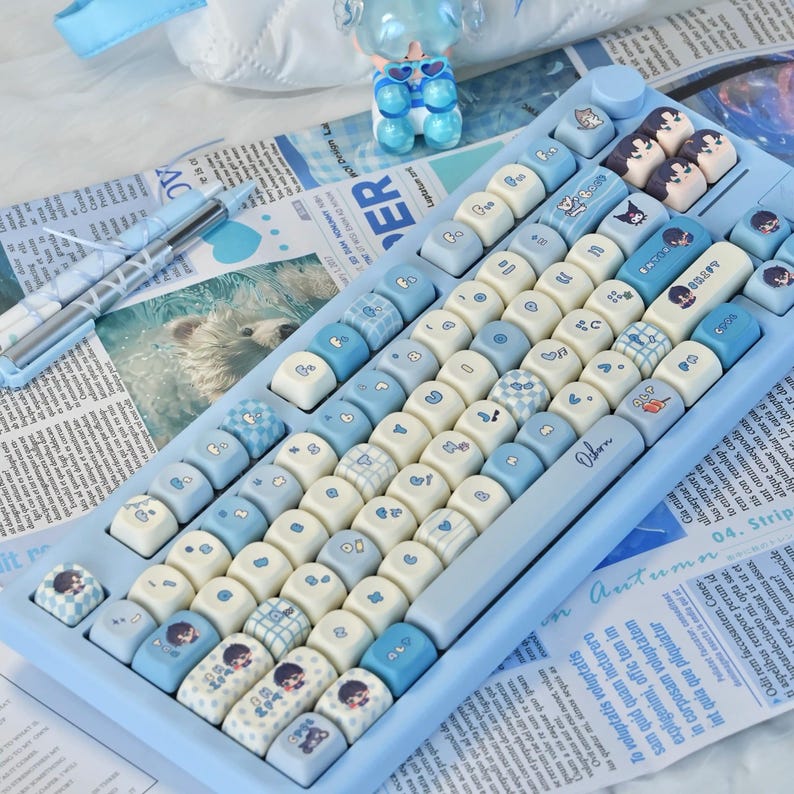 Blue Artisan Chibi Style Anime Keycap Set