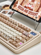 British Style Brown Retro Plaid Keycap Set
