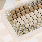 British Style Brown Retro Plaid Keycap Set