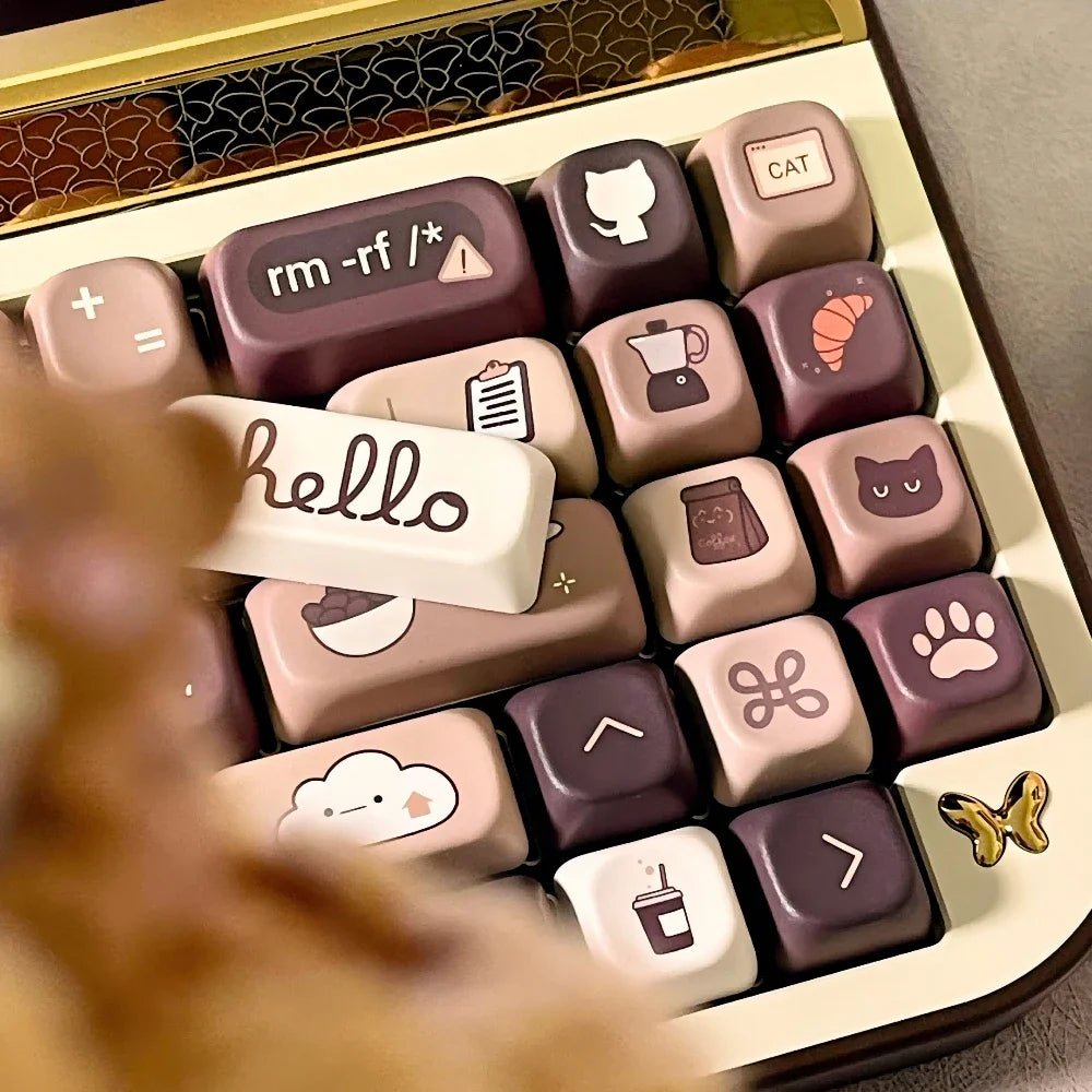 Brown Programmer Coffee Theme Artisan Keycap Set