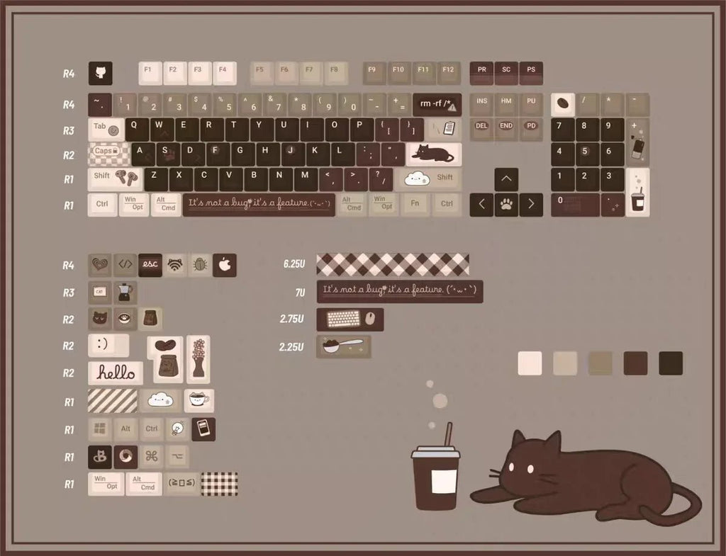 Brown Programmer Coffee Theme Artisan Keycap Set