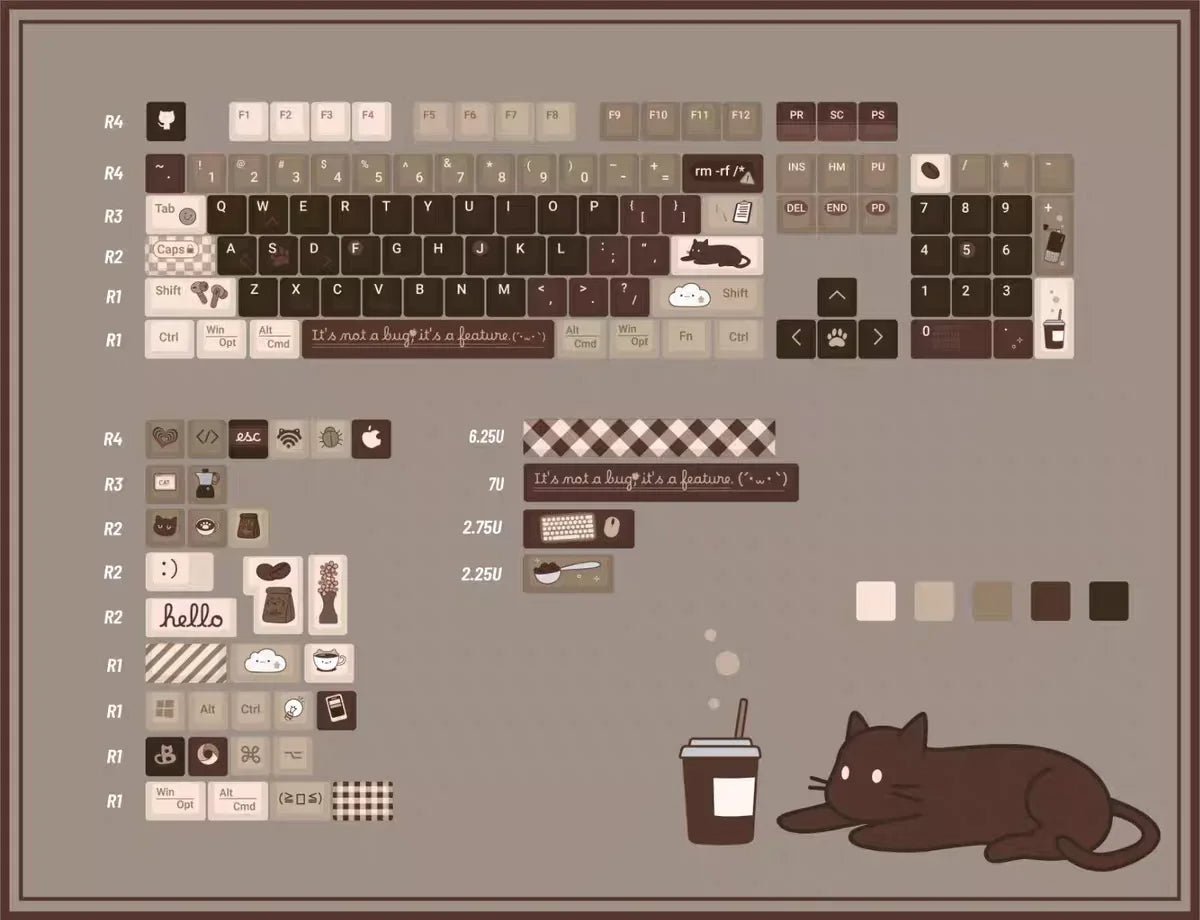 Brown Programmer Coffee Theme Artisan Keycap Set