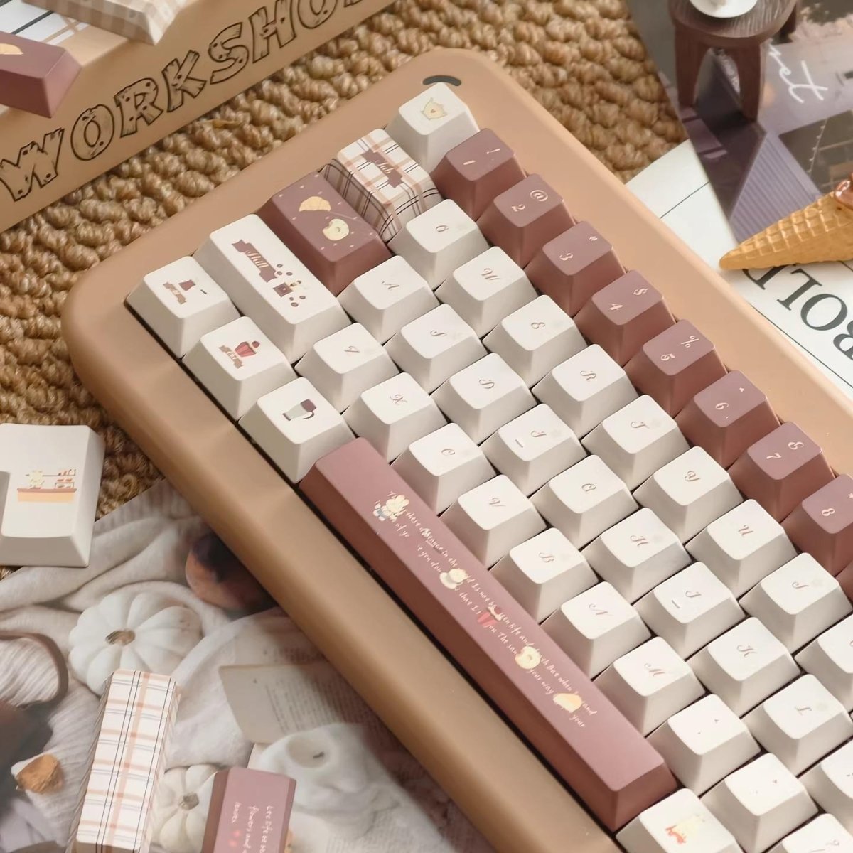 Coffee Bunny Theme Artisan Keycap Set