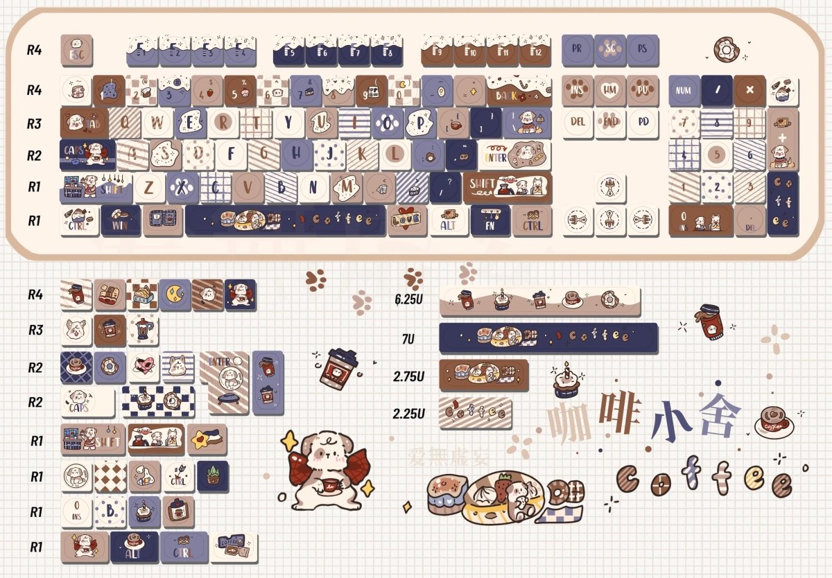 Coffeehouse Theme Keycap Set