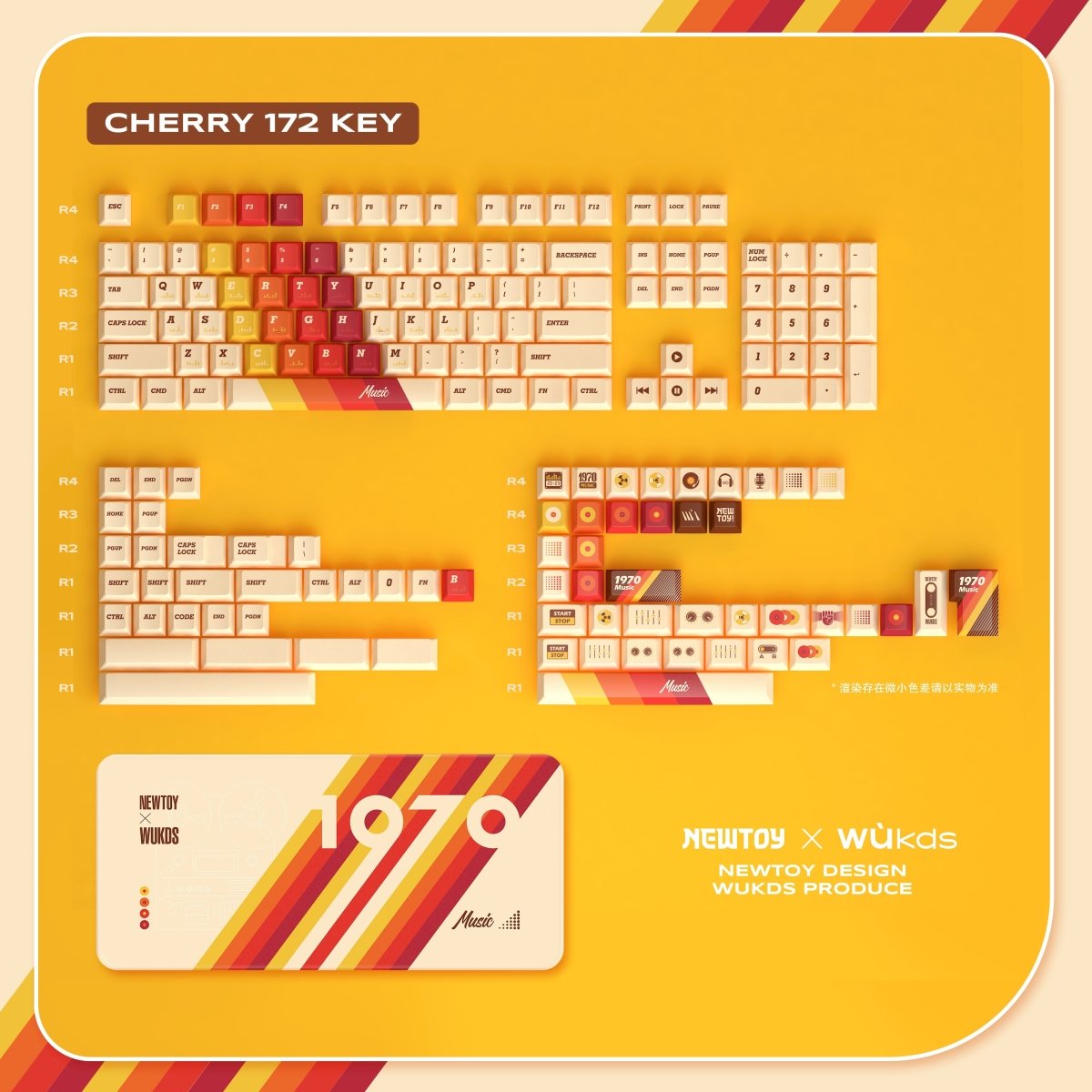 Cool 1970 Theme Retro Vintage Keycap Set