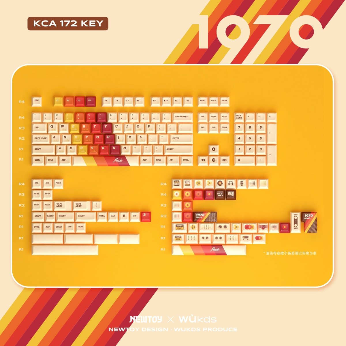 Cool 1970 Theme Retro Vintage Keycap Set