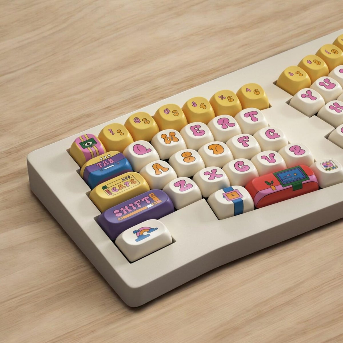 Cool American Retro Theme Graffiti Artisan Keycap Set