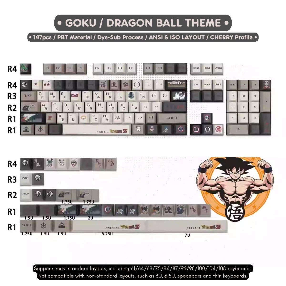 Cool Anime Inspired Japanese Keycap Set