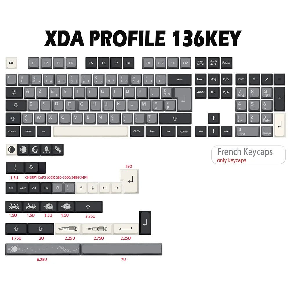 Cool Black Apollo Theme PBT XDA Keycap Set