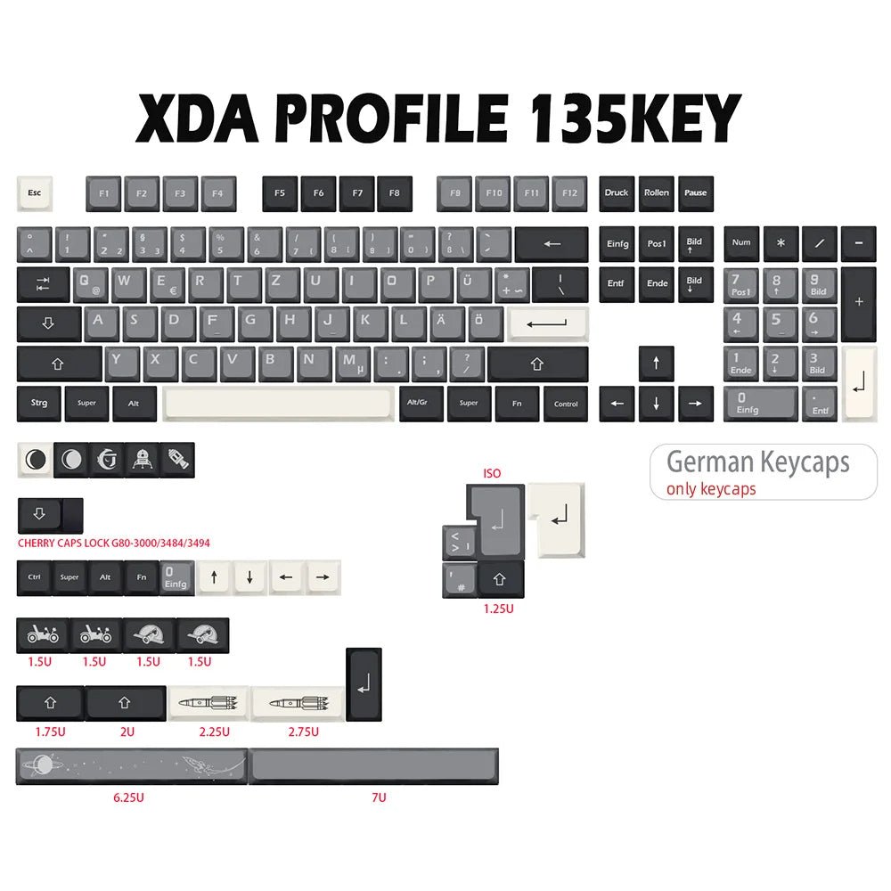 Cool Black Apollo Theme PBT XDA Keycap Set