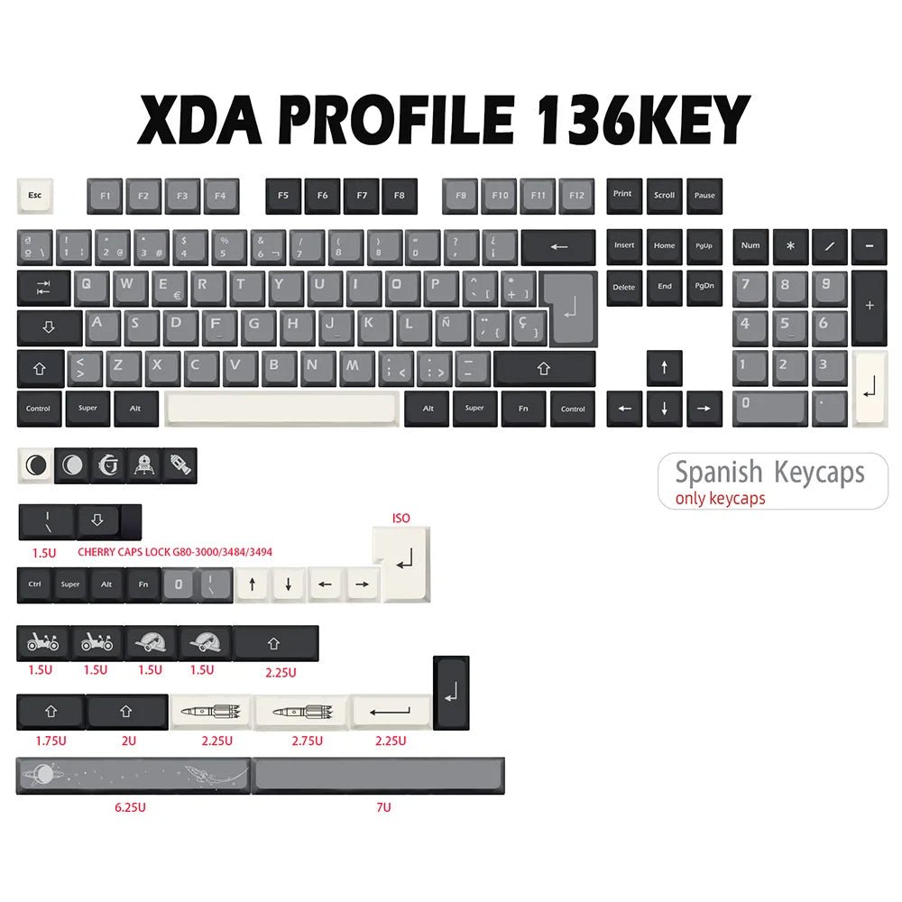 Cool Black Apollo Theme PBT XDA Keycap Set