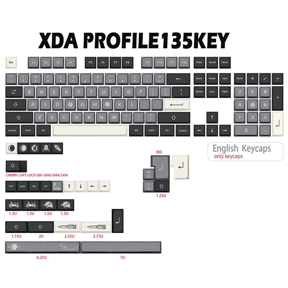 Cool Black Apollo Theme PBT XDA Keycap Set