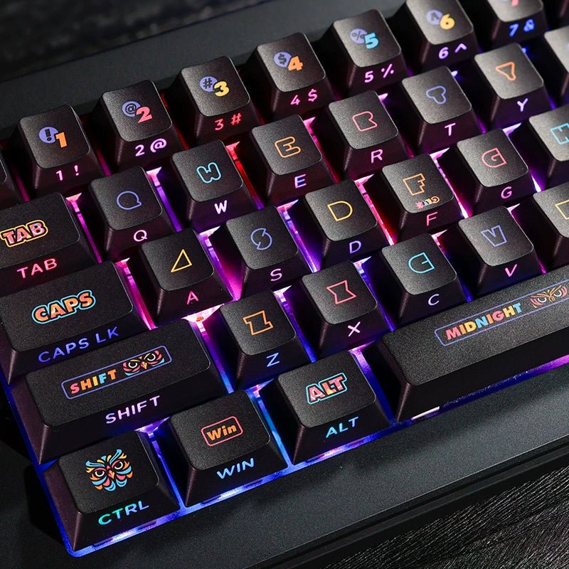 Cool Black Nightwalker PBT Backlit Keycap Set