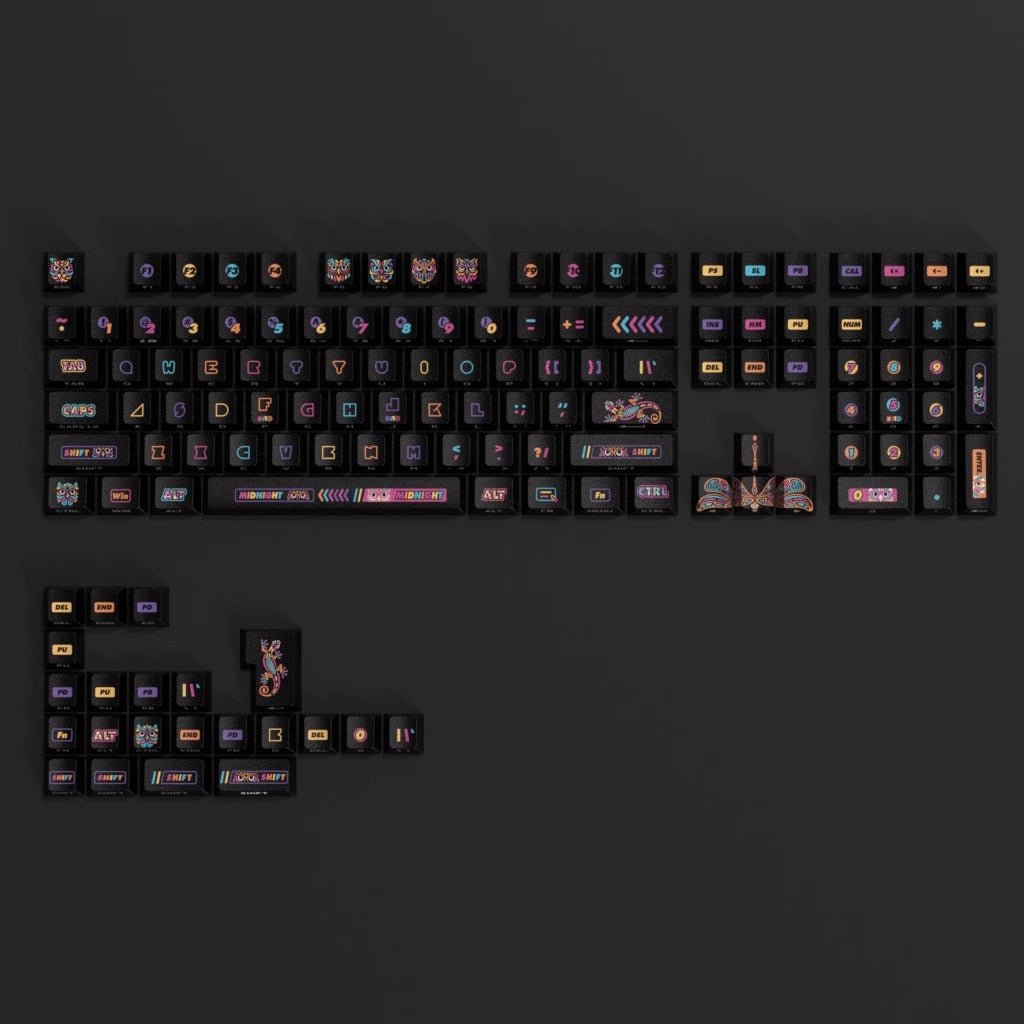 Cool Black Nightwalker PBT Backlit Keycap Set