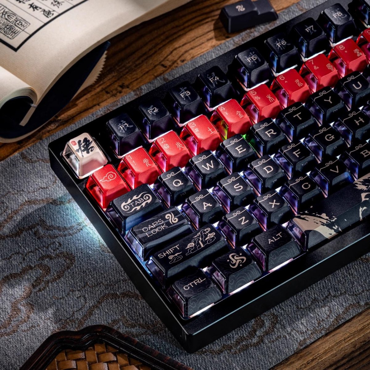 Cool Black Sun Wukong Theme Keycap Set