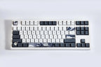 Cool Black White Lotus PBT OEM ISO Keycap Set