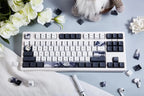 Cool Black White Lotus PBT OEM ISO Keycap Set
