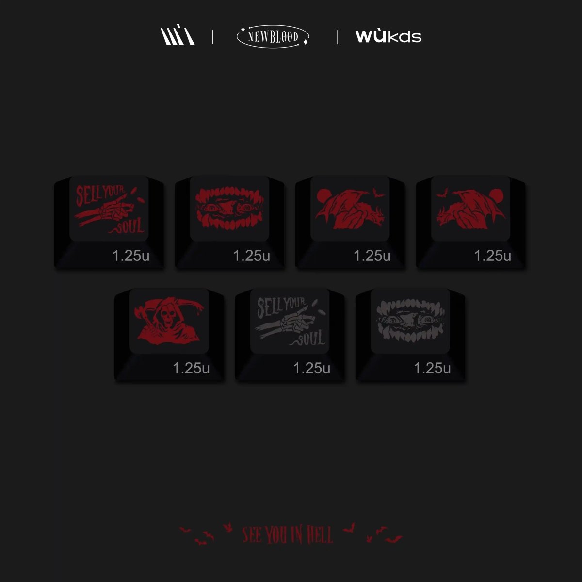 Cool Blood Theme Red Gradient Keycap Set