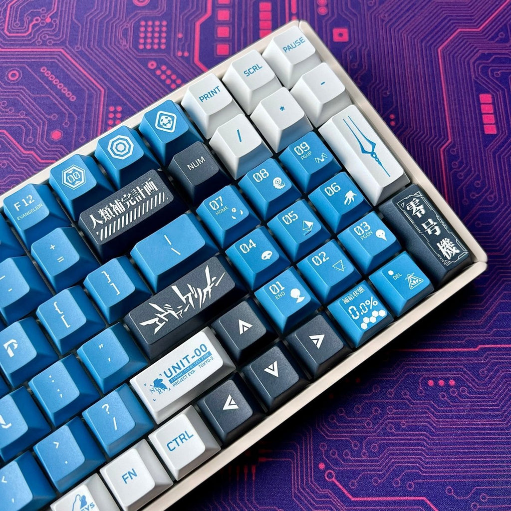 Cool Blue Eva Unit-00 Theme Anime Keycap Set