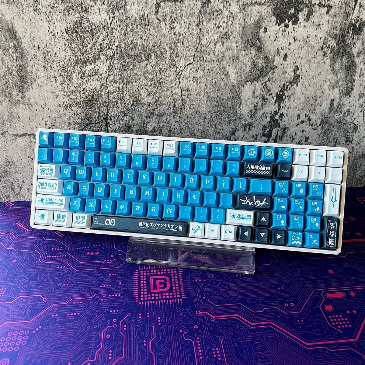 Cool Blue Eva Unit-00 Theme Anime Keycap Set
