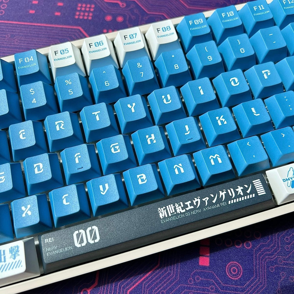 Cool Blue Eva Unit-00 Theme Anime Keycap Set
