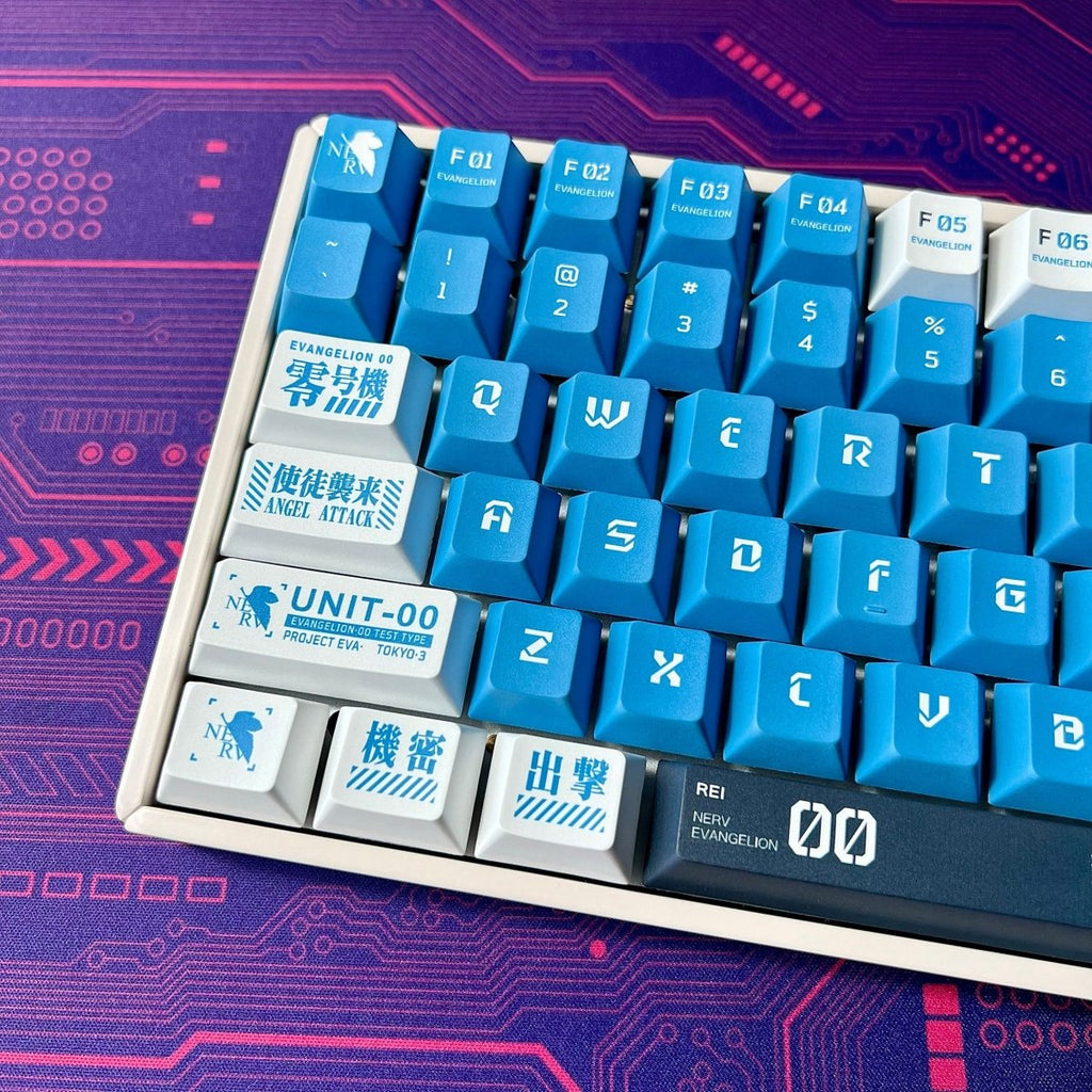 Cool Blue Eva Unit-00 Theme Anime Keycap Set