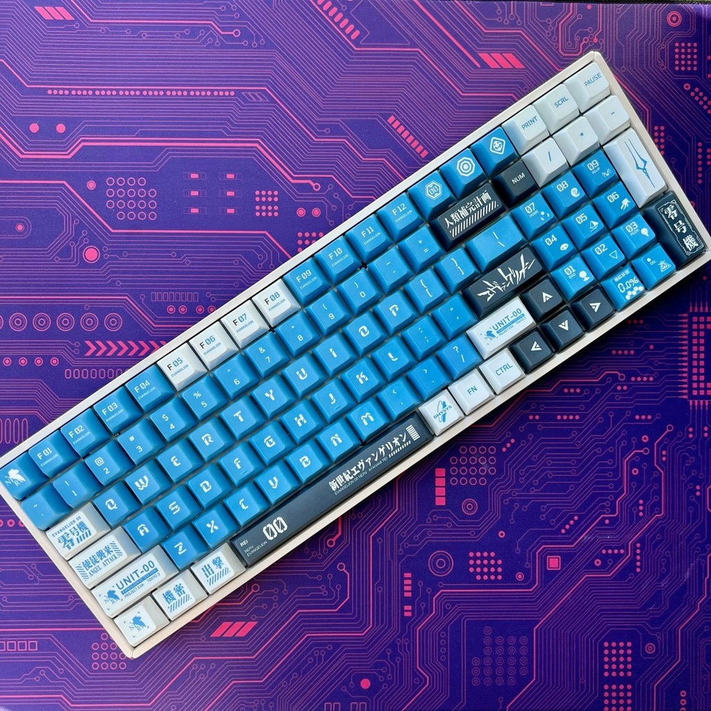 Cool Blue Eva Unit-00 Theme Anime Keycap Set