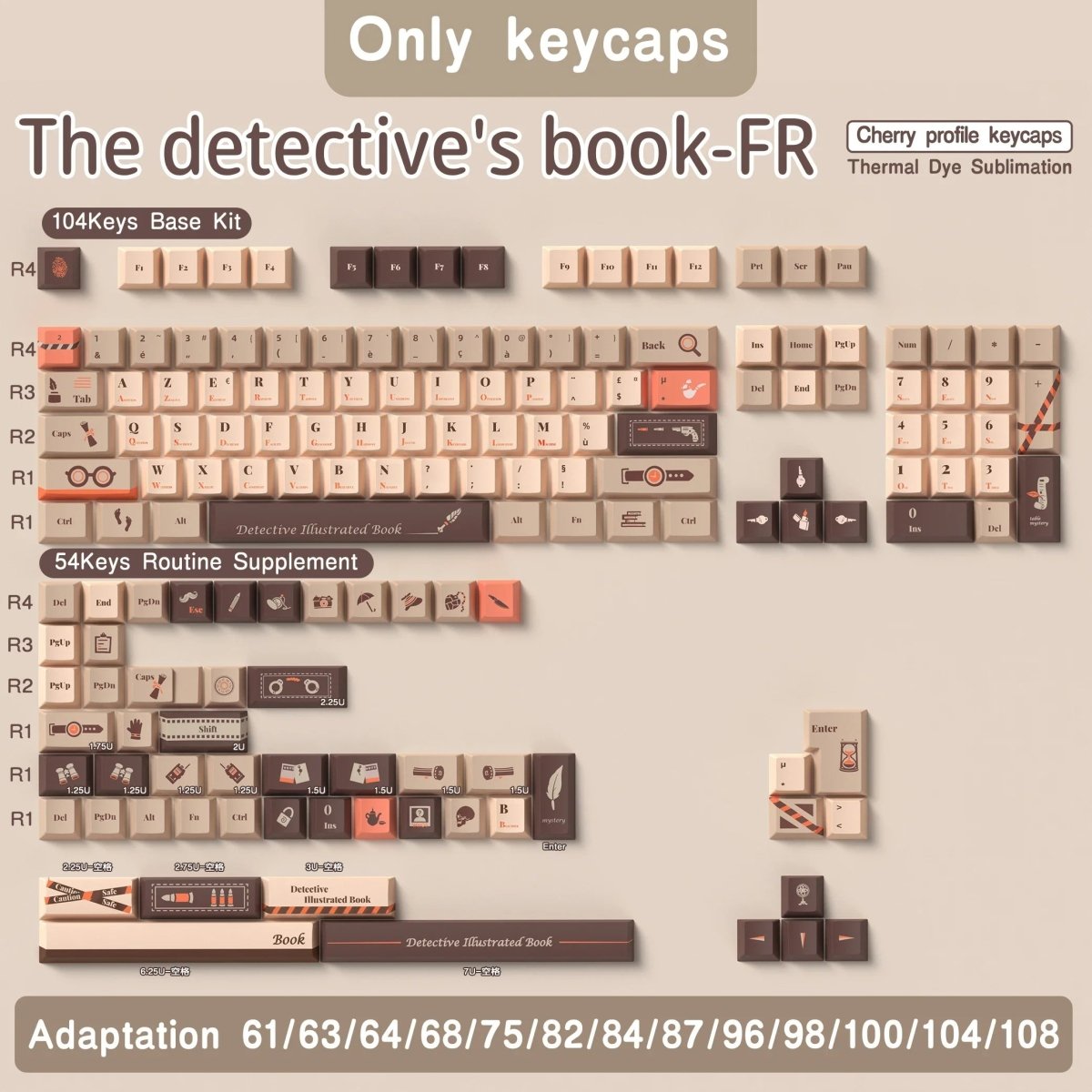 Cool Brown Detective Theme Artisan Keycap Set