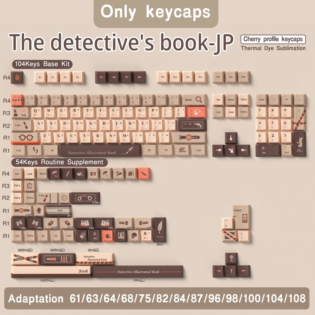 Cool Brown Detective Theme Artisan Keycap Set