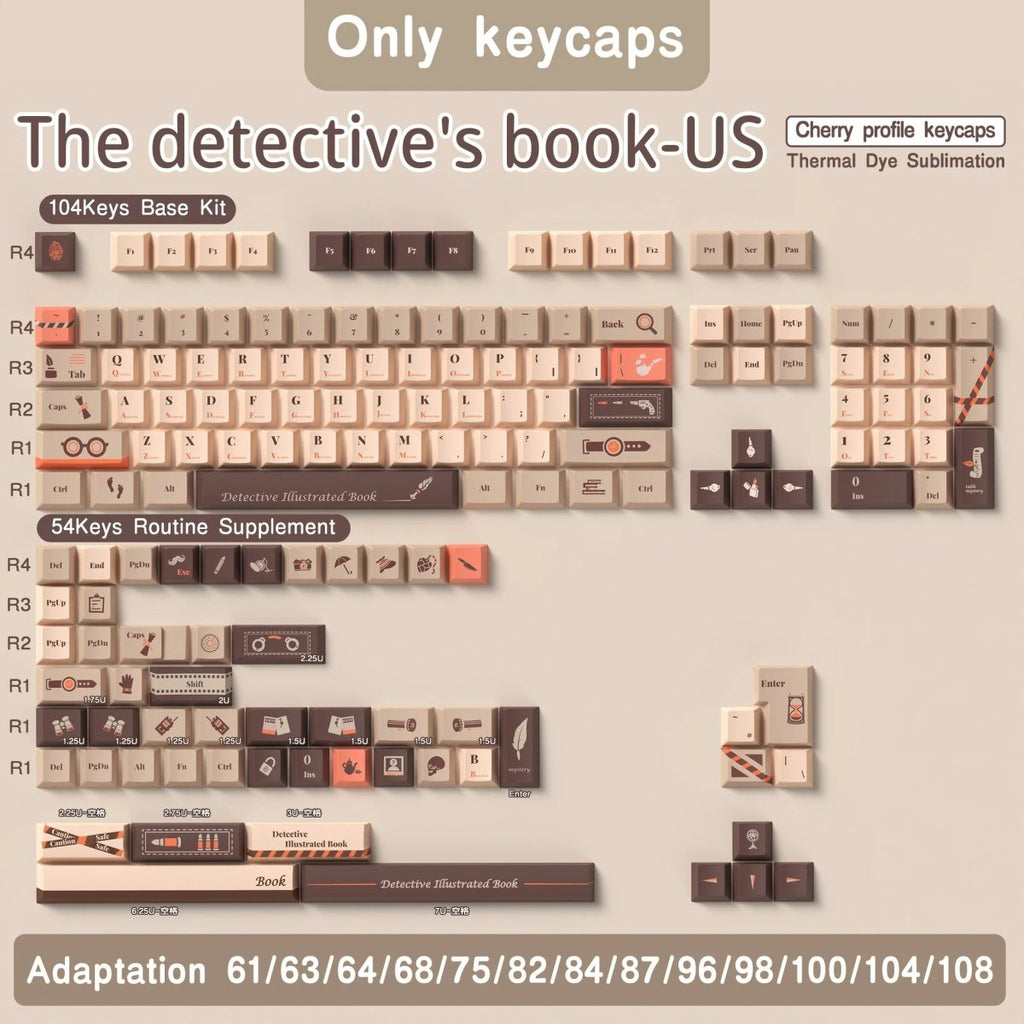 Cool Brown Detective Theme Artisan Keycap Set