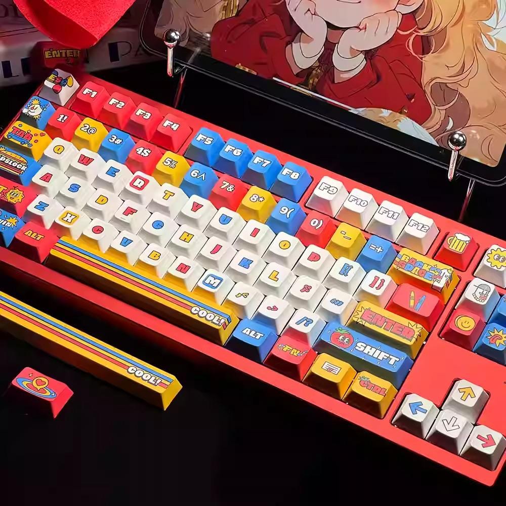 Cool Cartoon City Theme Graffiti Keycap Set