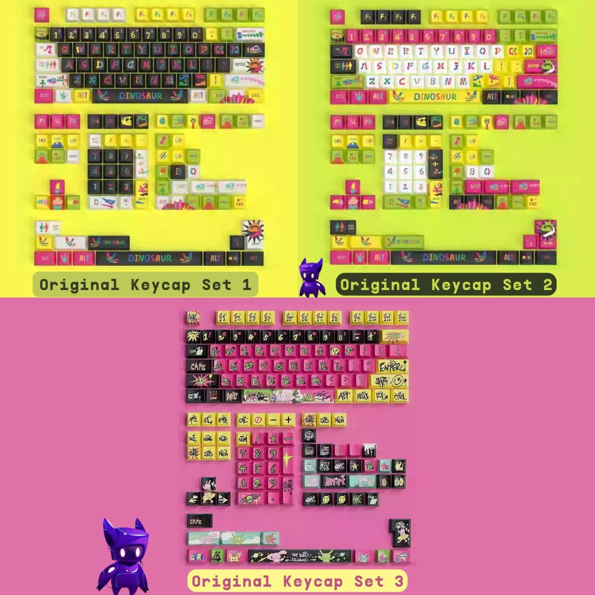Cool Cartoon City Theme Graffiti Keycap Set