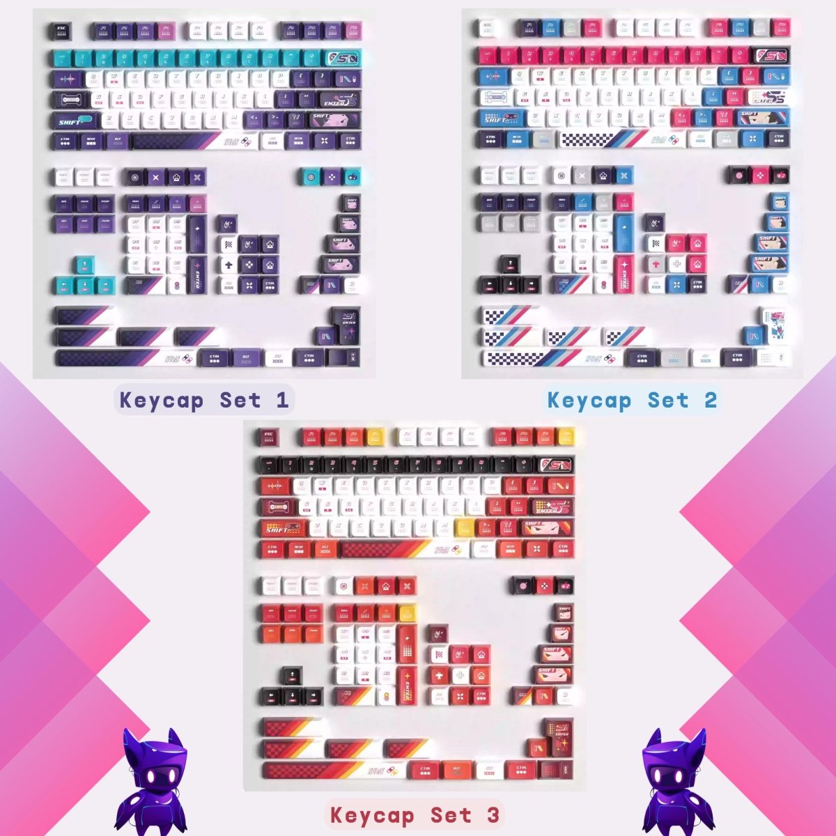 Cool Colorful Dinosaur Theme Keycap Set