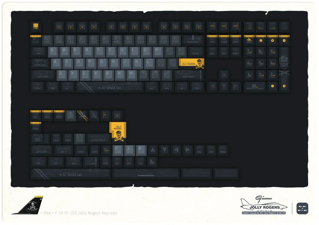 Cool F-14 VF-103 Jolly Rogers Theme Keycap Set