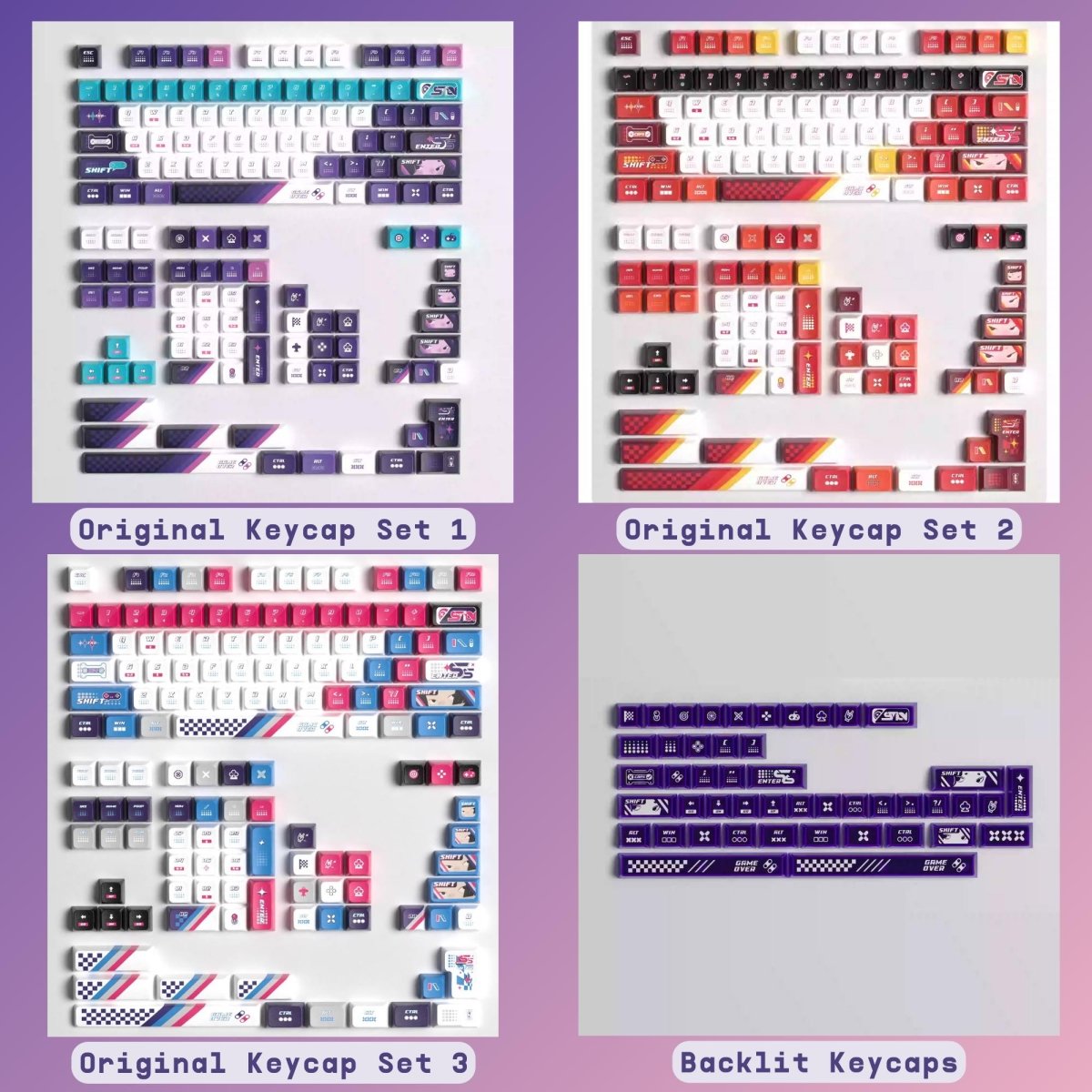 Cool Gaming Theme Purple Backlit Keycap Set