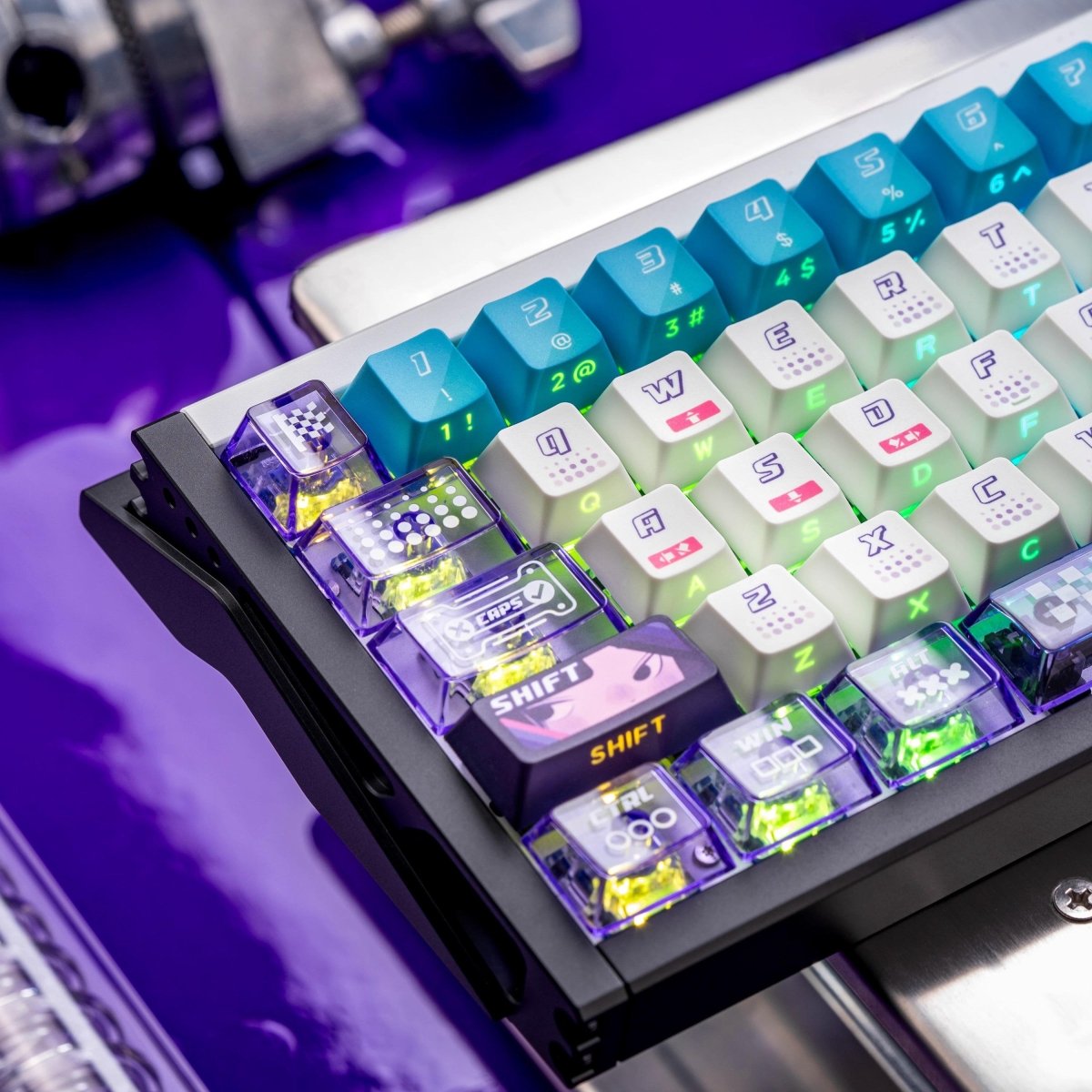 Cool Gaming Theme Purple Backlit Keycap Set