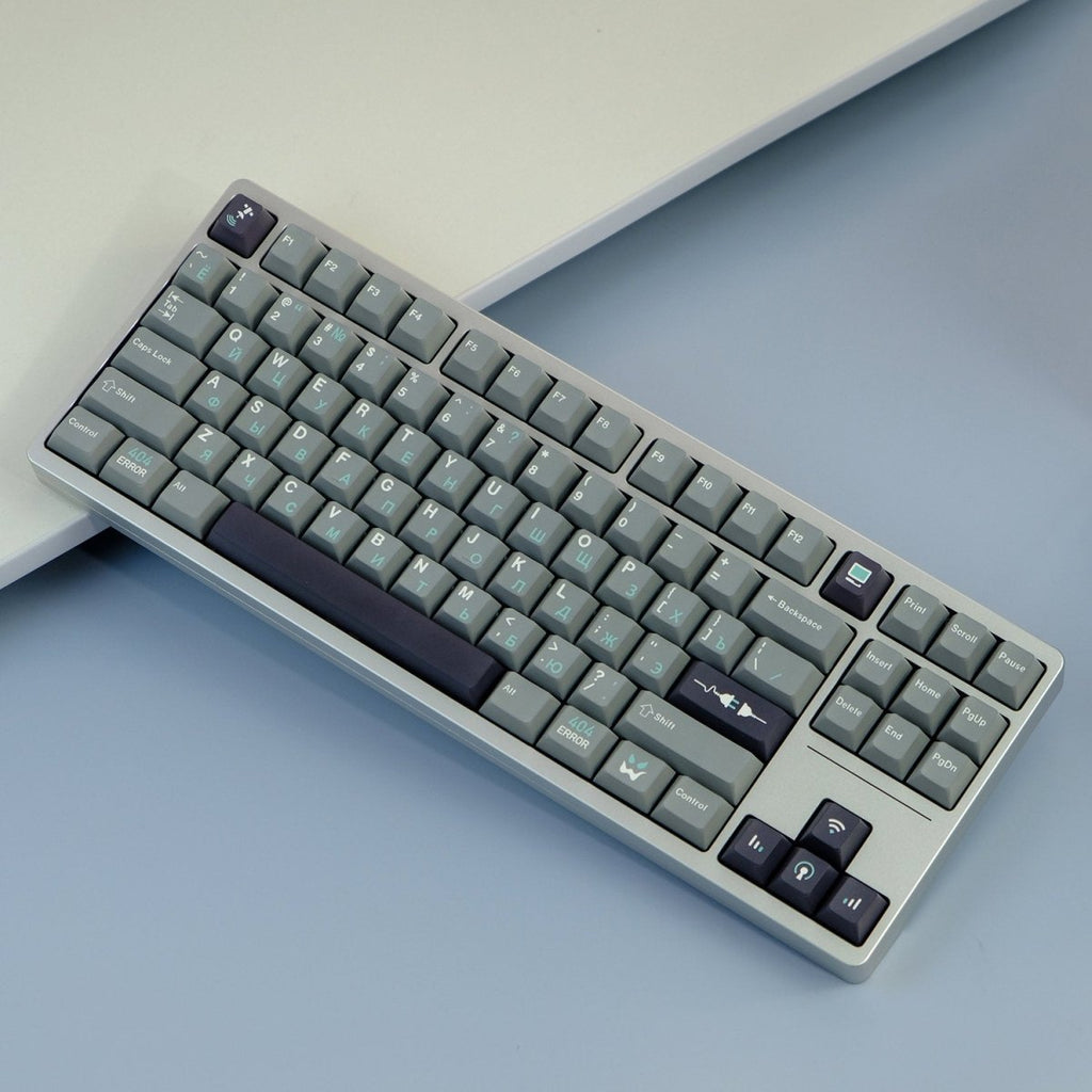 Cool Gray Binary Mist Theme Russian Keycap Set