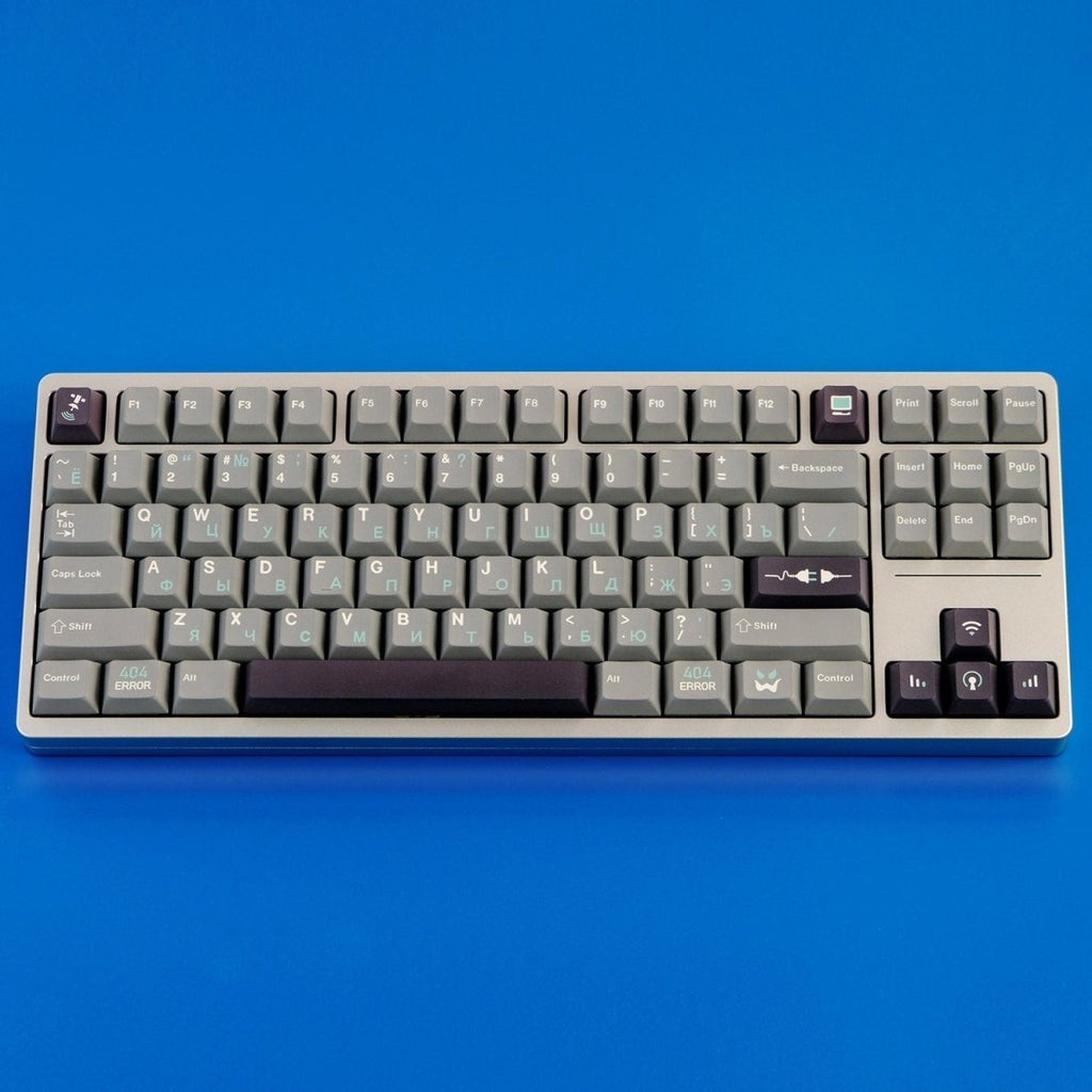 Cool Gray Binary Mist Theme Russian Keycap Set