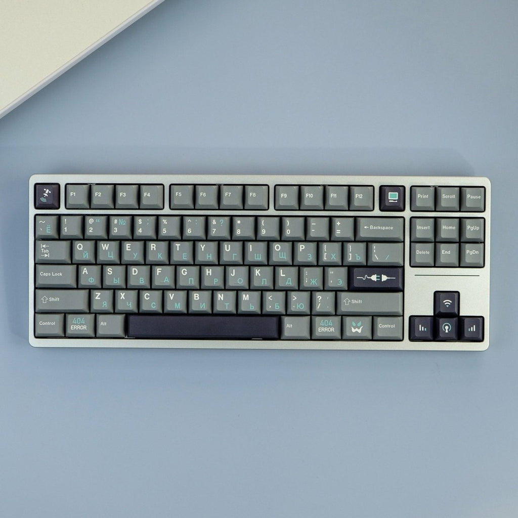 Cool Gray Binary Mist Theme Russian Keycap Set