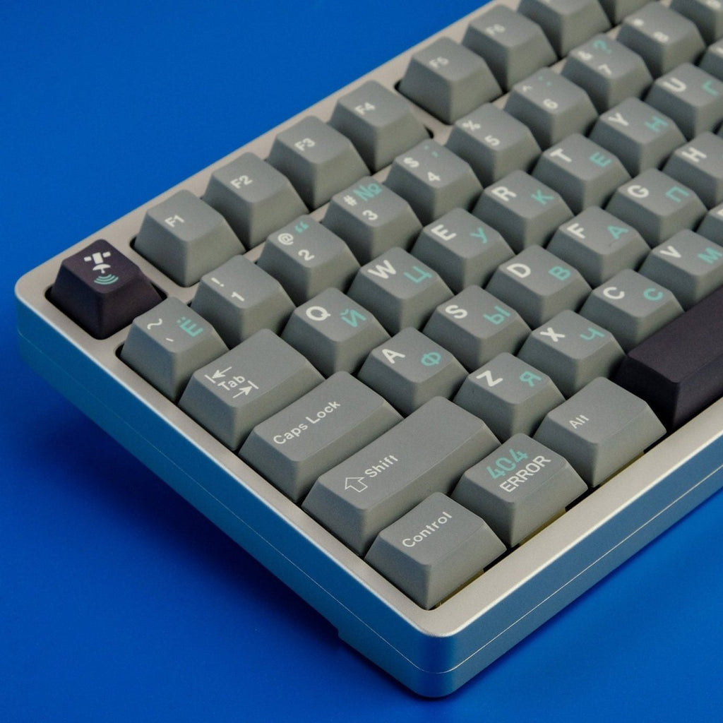 Cool Gray Binary Mist Theme Russian Keycap Set