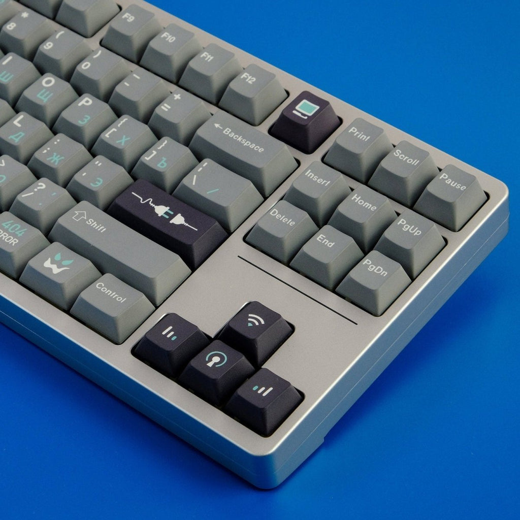 Cool Gray Binary Mist Theme Russian Keycap Set