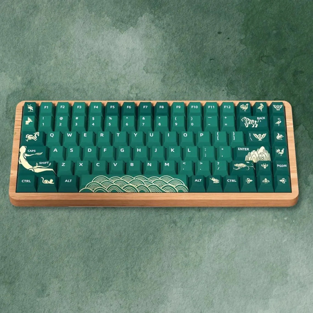 Cool Green Animal Forest Theme Keycap Set