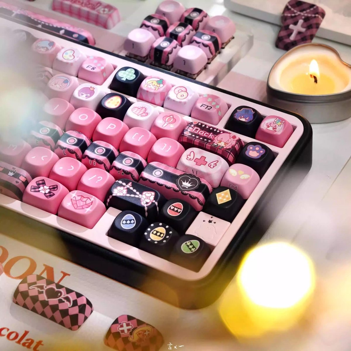 Cool Guardian Theme PBT MOA Pink Keycap Set