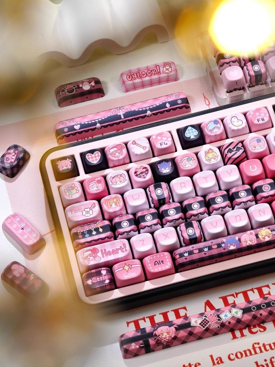 Cool Guardian Theme PBT MOA Pink Keycap Set