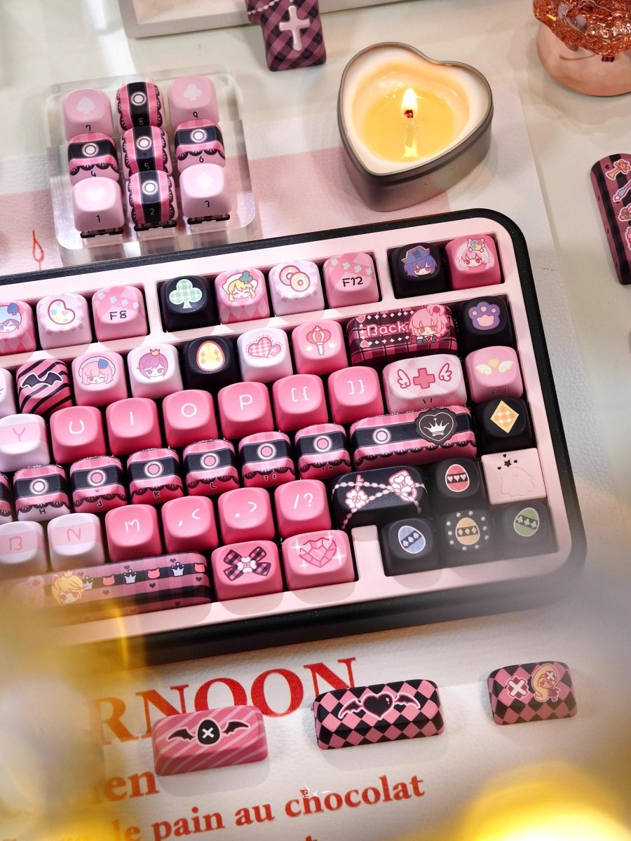 Cool Guardian Theme PBT MOA Pink Keycap Set